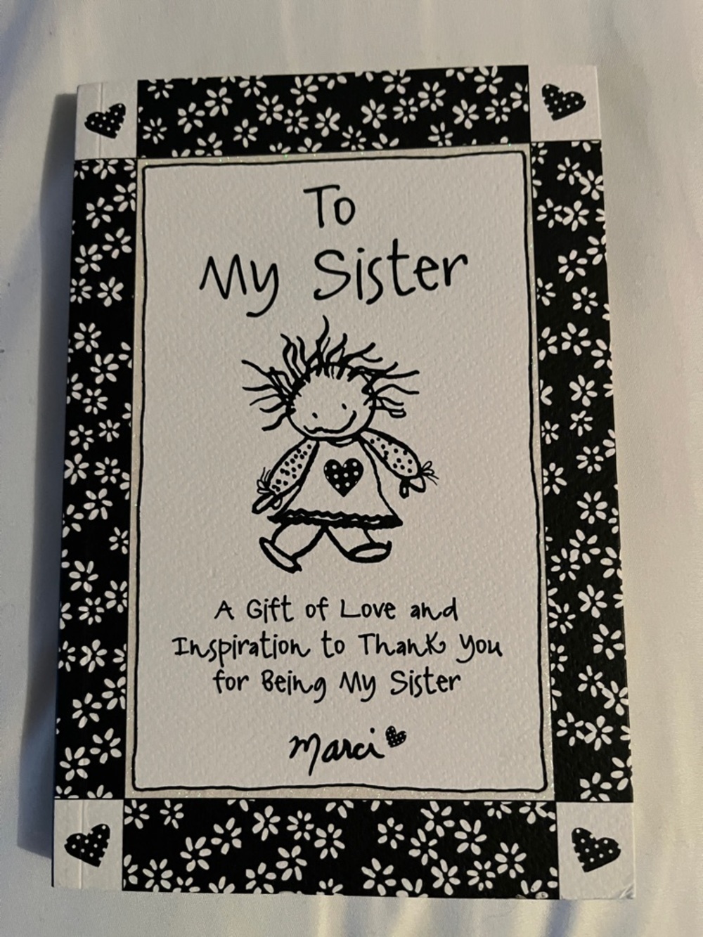 To My Sister Black & White Sentimental Book